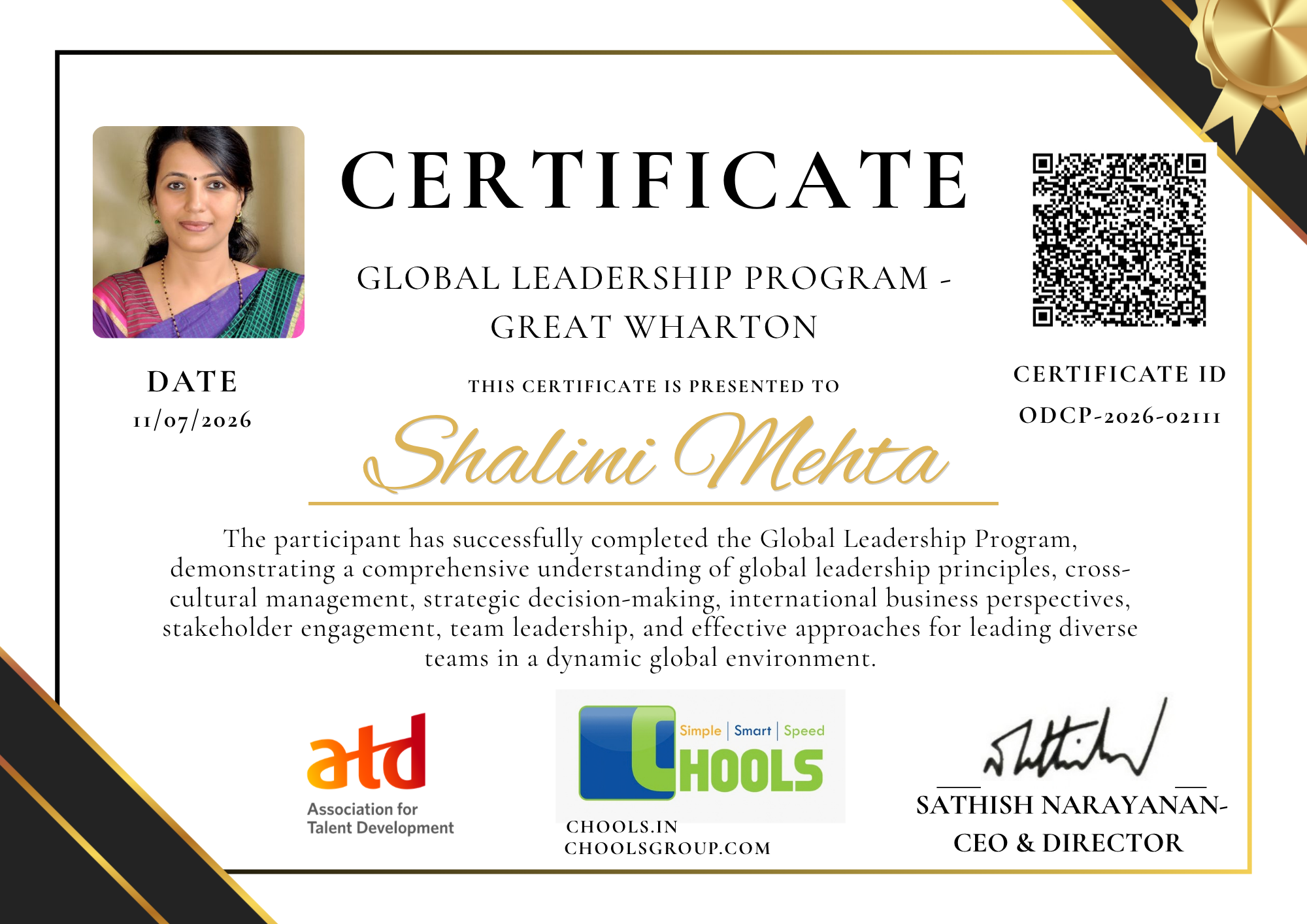 Global Leadership Program - Great Wharton Program Certificate
